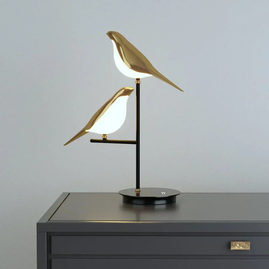 Gold LED desk lamp, modern design, perfect as a stylish study lamp or bedroom light with luxury appeal.