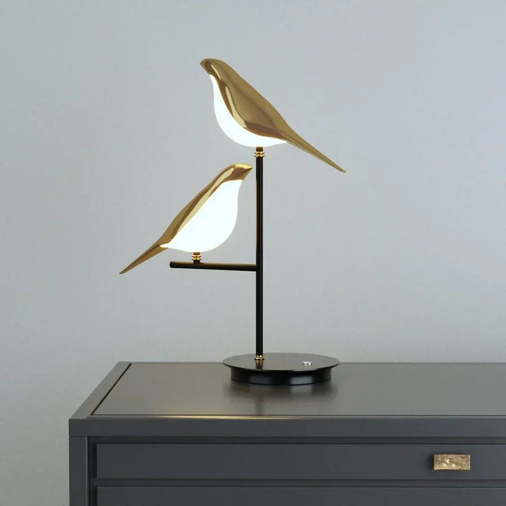 Gold LED desk lamp, modern design, perfect as a stylish study lamp or bedroom light with luxury appeal.