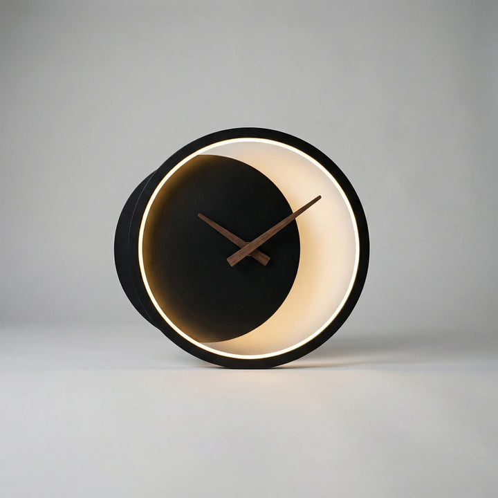 Detail of the thin profile of a Modern LED Wall Clock Fixture, emphasizing its sleek, contemporary wall decor aesthetic
