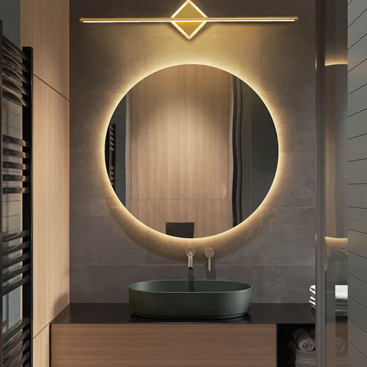 Close-up of OpalEdge modern LED wall lamp, showcasing its sleek contemporary design.