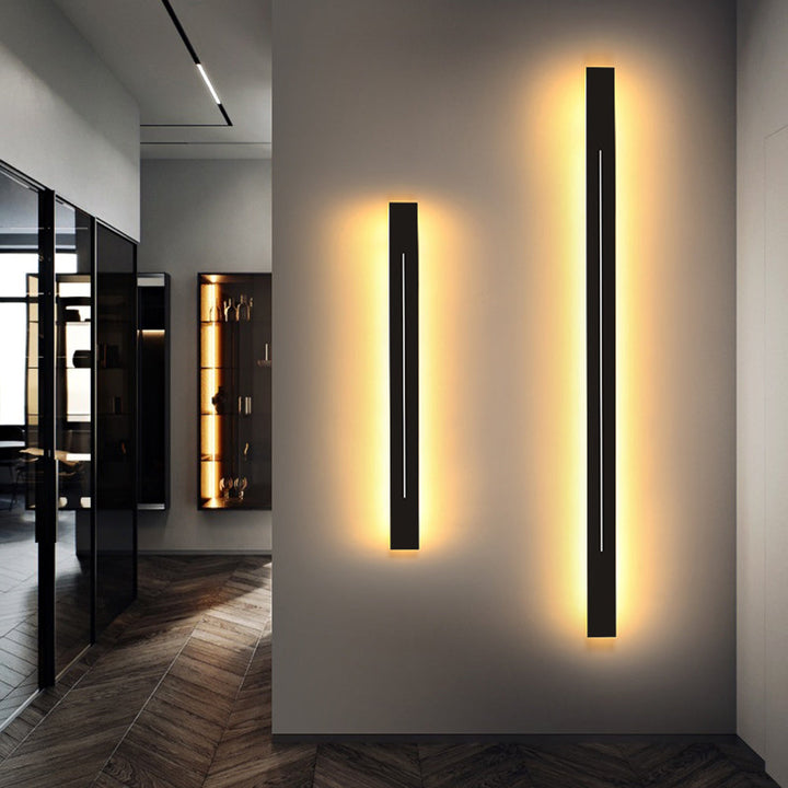 Modern LED wall lamp, elegant indoor lighting fixture for living rooms. (LumièreGold)