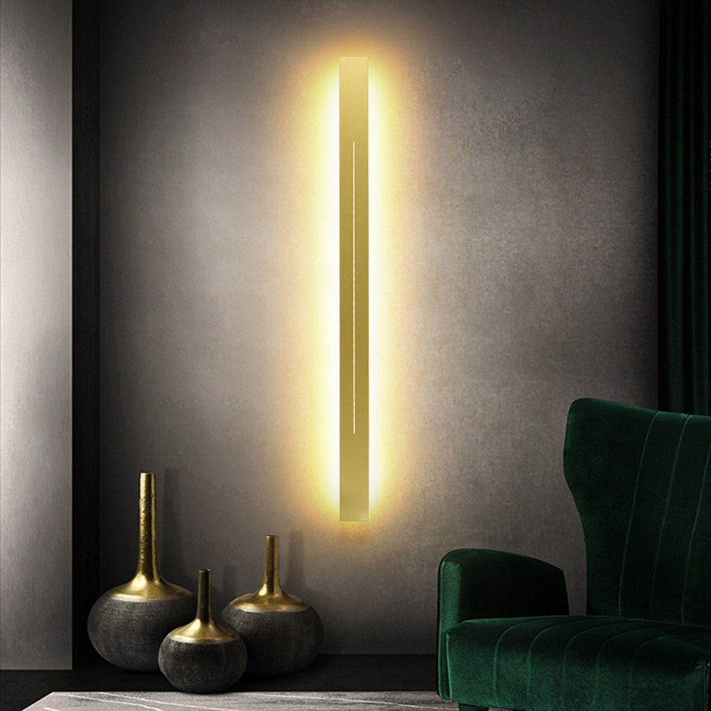 Contemporary black LED wall lamp, stylish home decor for hallways & modern interiors.