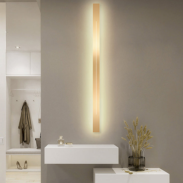 Elegant black LED wall lamp, modern lighting for bedroom and hallway decor.