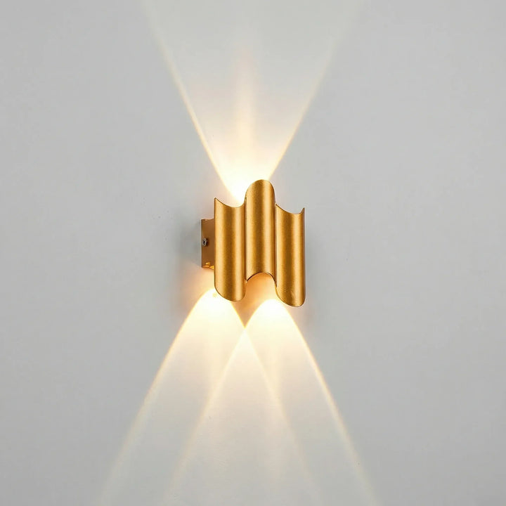 Abstract geometric LED wall fixture, modern aesthetic, suitable for both residential and commercial spaces.