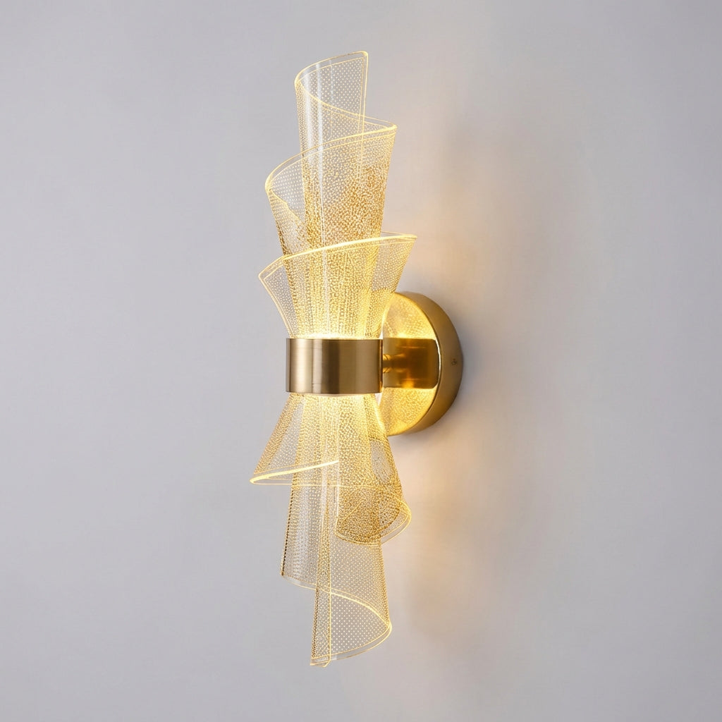 Energy-efficient sculptural LED wall lamp, Aurellis, creating ambiance in a modern home decor setting
