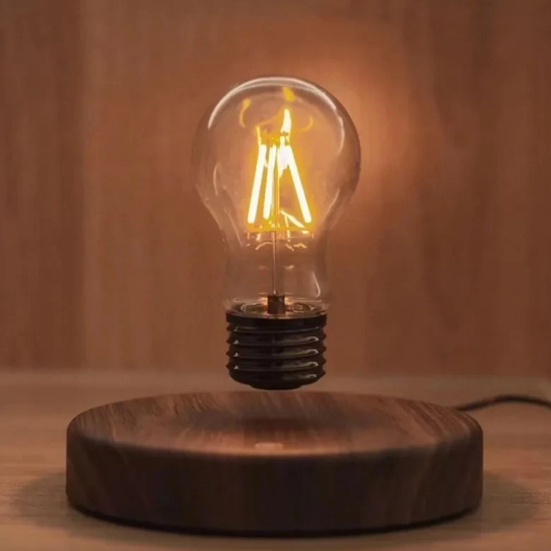 Elegant Levora levitating LED table lamp with a natural wood base, offering a futuristic touch to any modern living space.