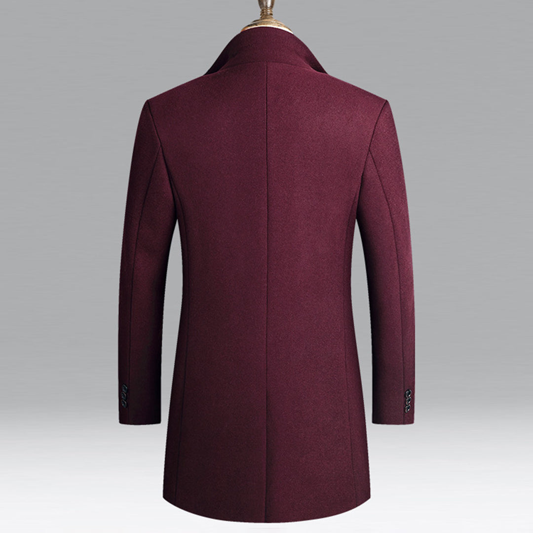 Elegant men's long formal winter coat, Alexander design. Ideal for stylish cold weather formal outfits.