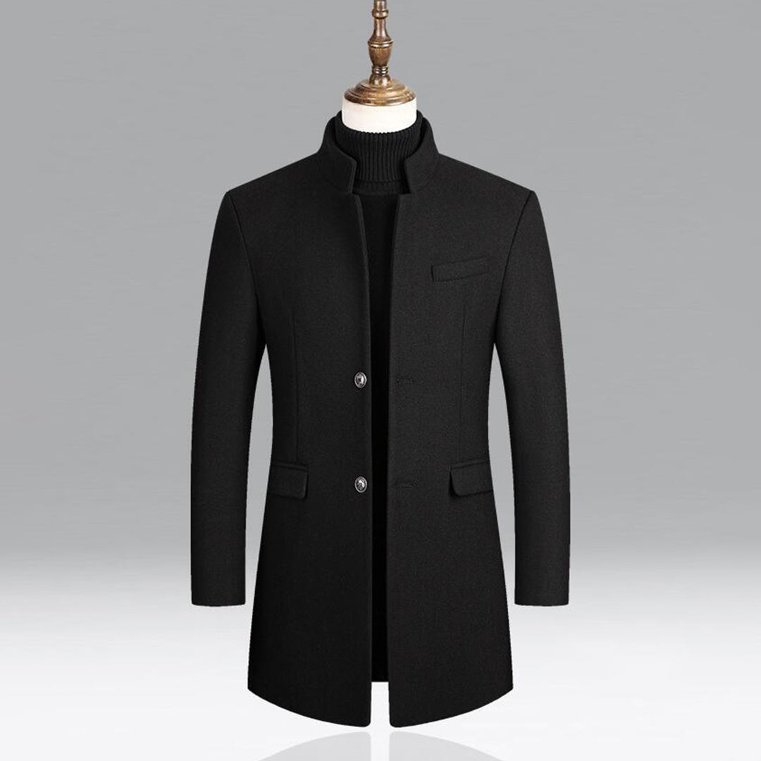 Fashionable men's long winter coat, Alexander outerwear. A stylish choice for cold climates and elegant men.