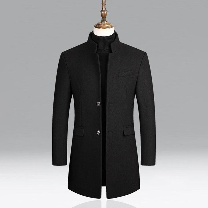 Fashionable men's long winter coat, Alexander outerwear. A stylish choice for cold climates and elegant men.