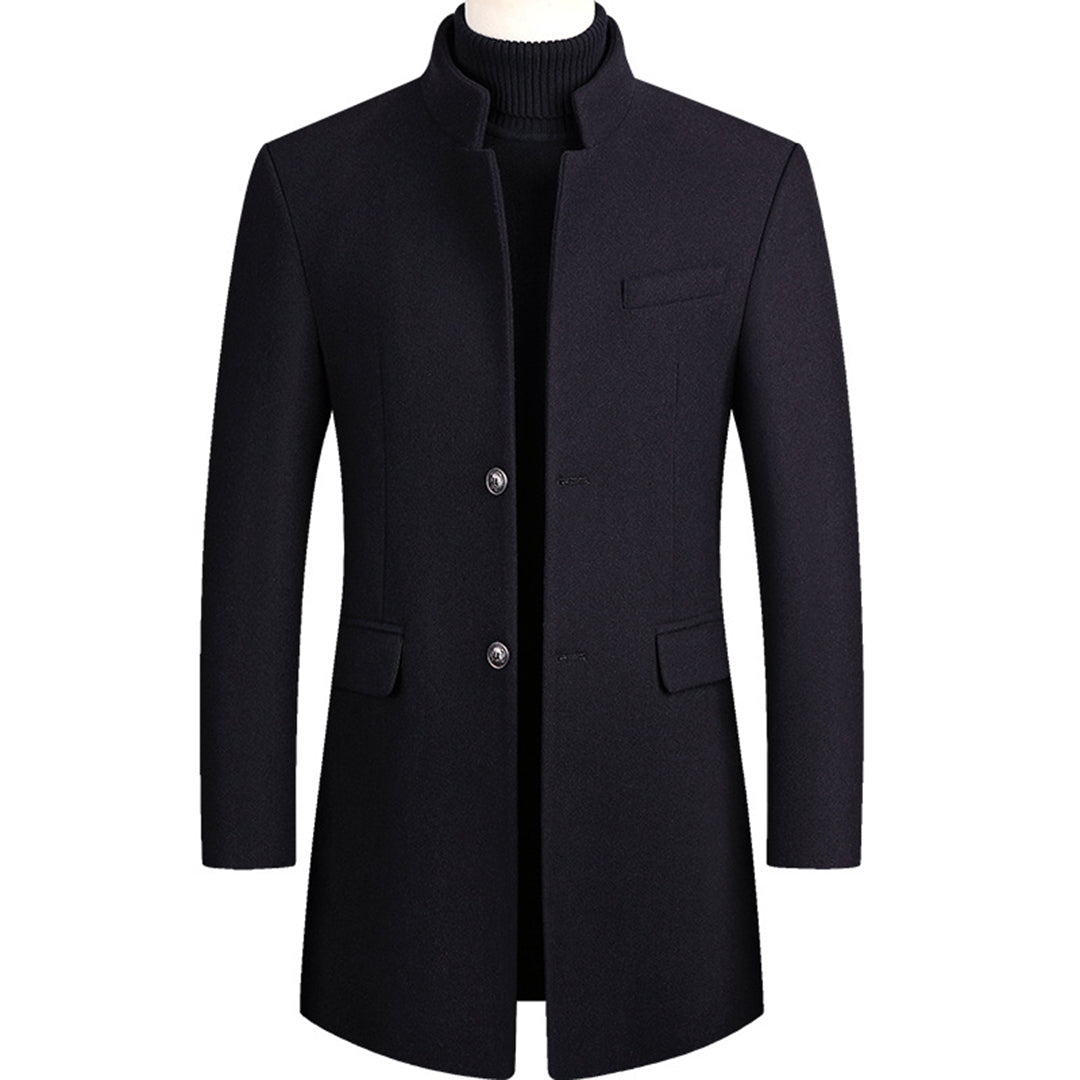Comfortable men's long winter coat, Alexander's modern design. Warm and stylish for cold weather fashion.