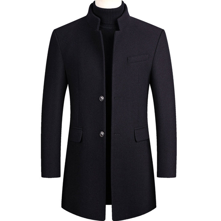 Comfortable men's long winter coat, Alexander's modern design. Warm and stylish for cold weather fashion.