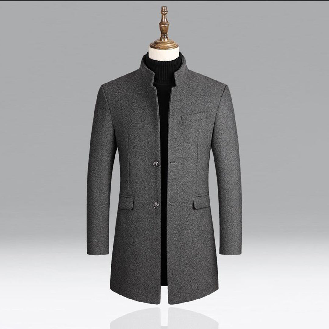 Sophisticated men's long winter coat, elegant Alexander design. Perfect for stylish cold weather occasions.
