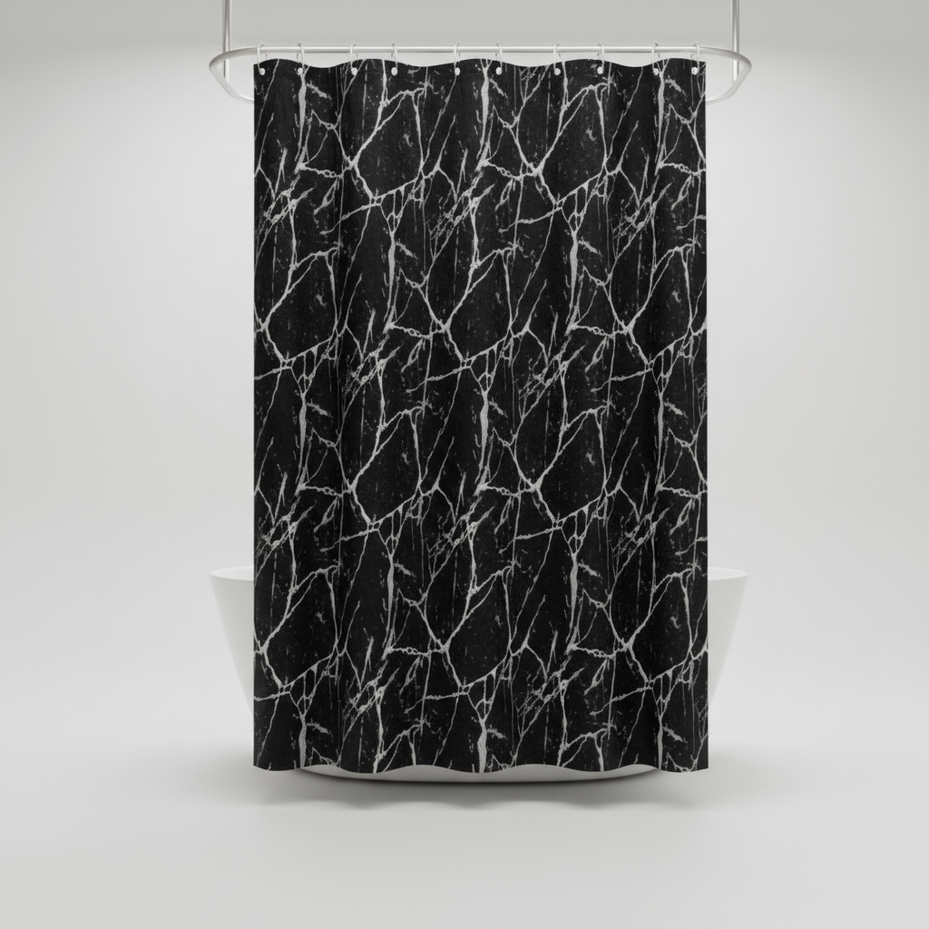 Stylish white and gray marble pattern shower curtain, waterproof and easy to clean PEVA