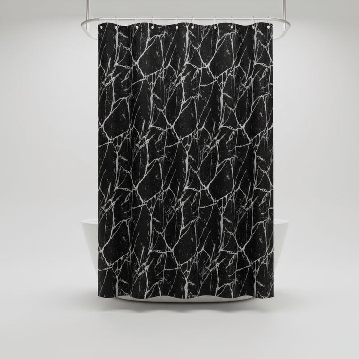 Stylish white and gray marble pattern shower curtain, waterproof and easy to clean PEVA
