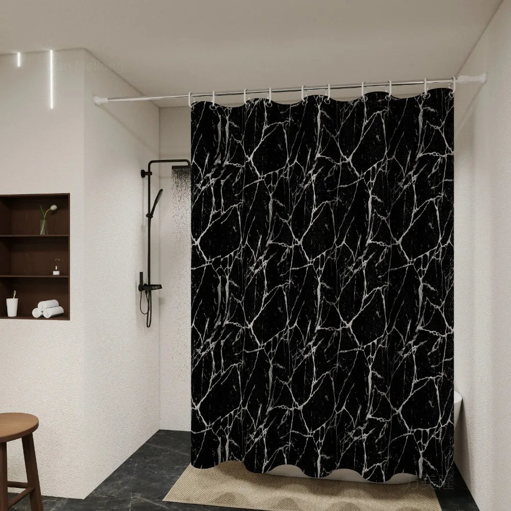 Waterproof PEVA shower curtain with sophisticated marble design for contemporary bathrooms