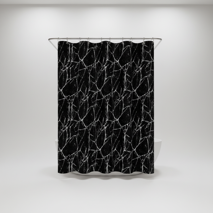 Chic Marble Effect ShowerNero bath curtain, enhancing modern home decor with ease