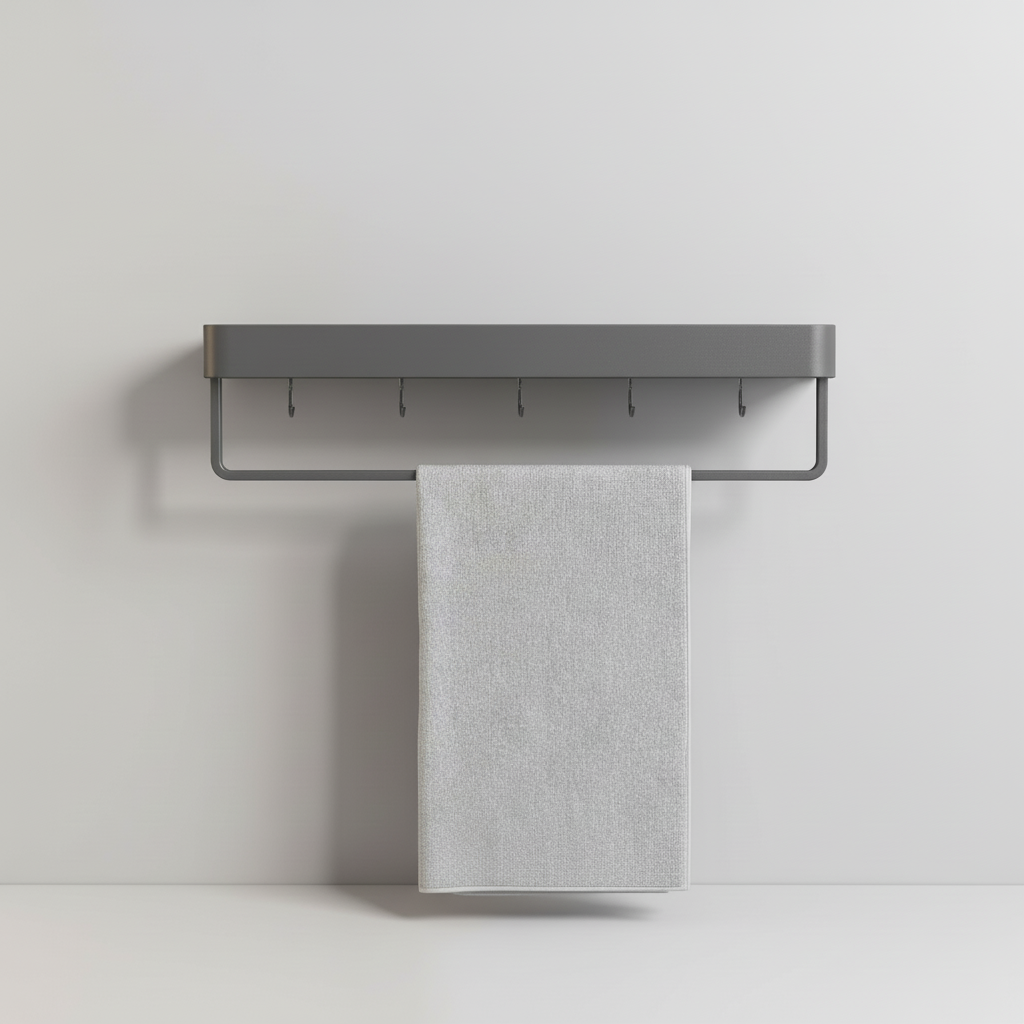 Detail view of the matte gray finish on a modern wall shelf, perfect for minimalist decor
