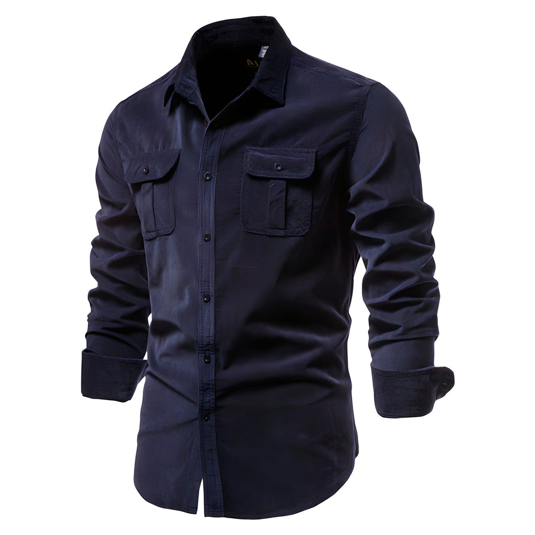 Stylish Aiden button-up shirt for men, a modern versatile piece for casual comfort or formal elegance.
