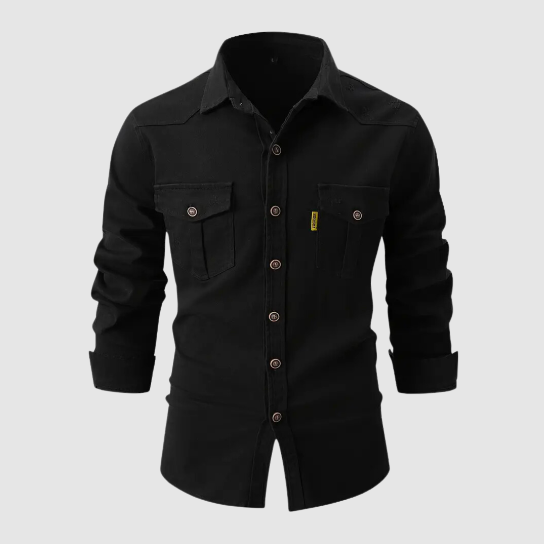 Versatile men's modern style long-sleeve shirt with button-up front. Effortless elegance for any casual or dressy occasion.