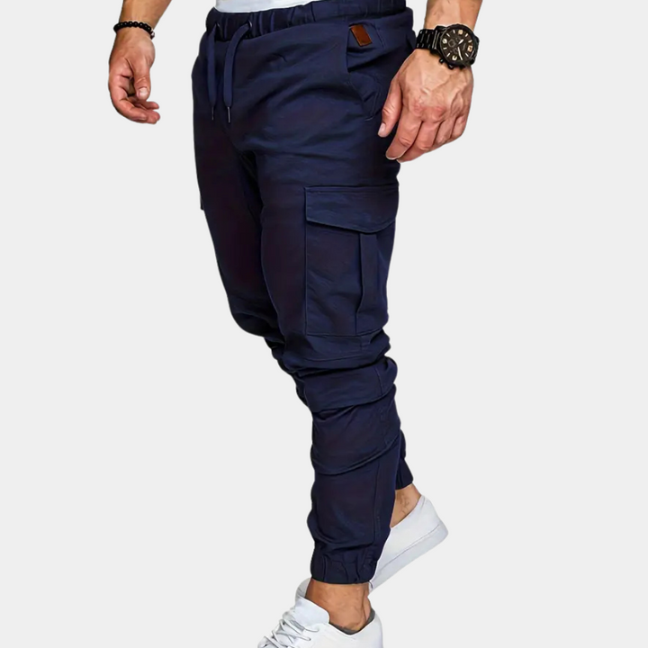 Collection of modern men's cargo trousers, offering ultimate comfort and versatile styling.