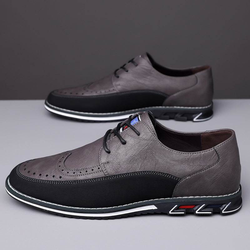 Modern men's comfort shoes, hybrid dress style. Versatile for business or relaxed occasions.