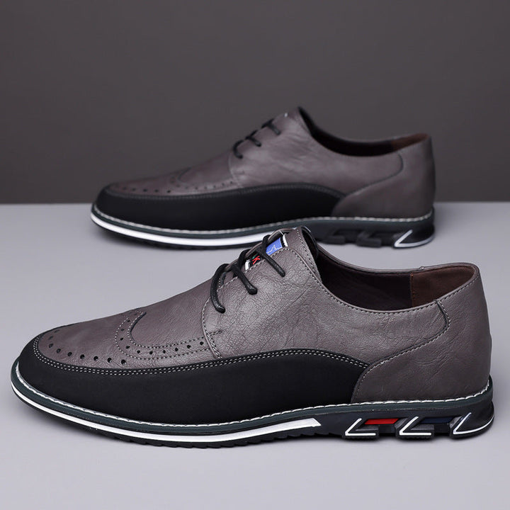 Modern men's comfort shoes, hybrid dress style. Versatile for business or relaxed occasions.