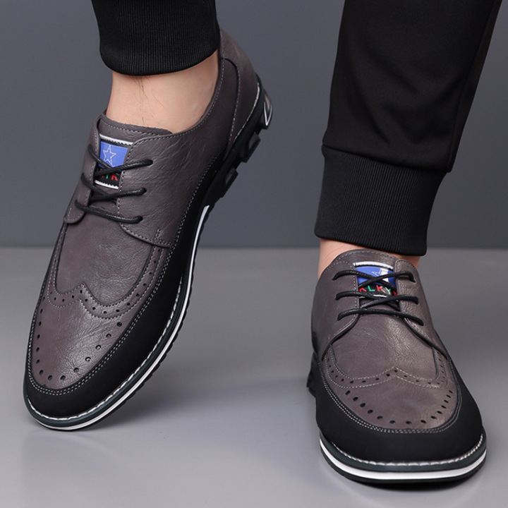 Men's hybrid brogue shoes, blending classic style with modern comfort and cushioned sole.
