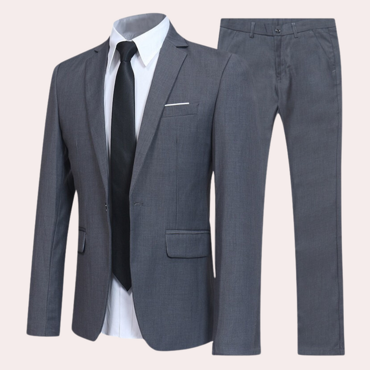 Elegant men's formal slim fit suit for weddings, parties, and business. Sophisticated modern men's wear.