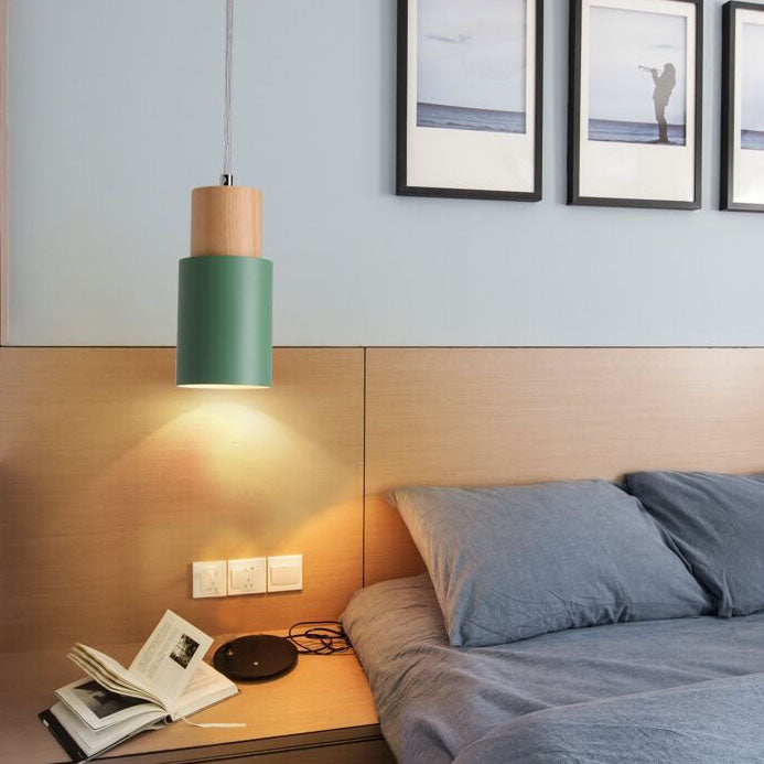 Modern minimalist LED cylinder pendant lamp, aluminum, for stylish home decor.