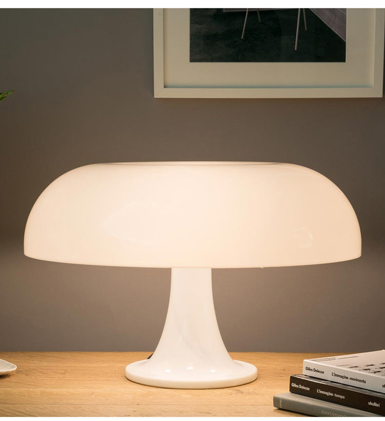 Stylish LED mushroom table lamp, a modern minimalist home decor item for any room's ambient light.