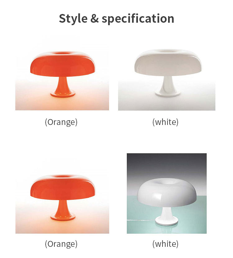 Soft ambient LED toadstool lamp, perfect bedside lighting for a cozy, minimalist bedroom.
