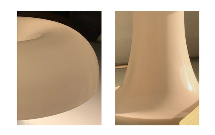 Minimalist LED toadstool desk lamp, provides subtle accent lighting for modern workspaces or bedrooms.