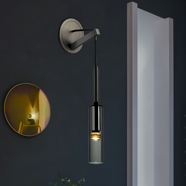 Contemporary LED wall lamp, minimalist design, with an alluring smoked glass sphere for home decor.