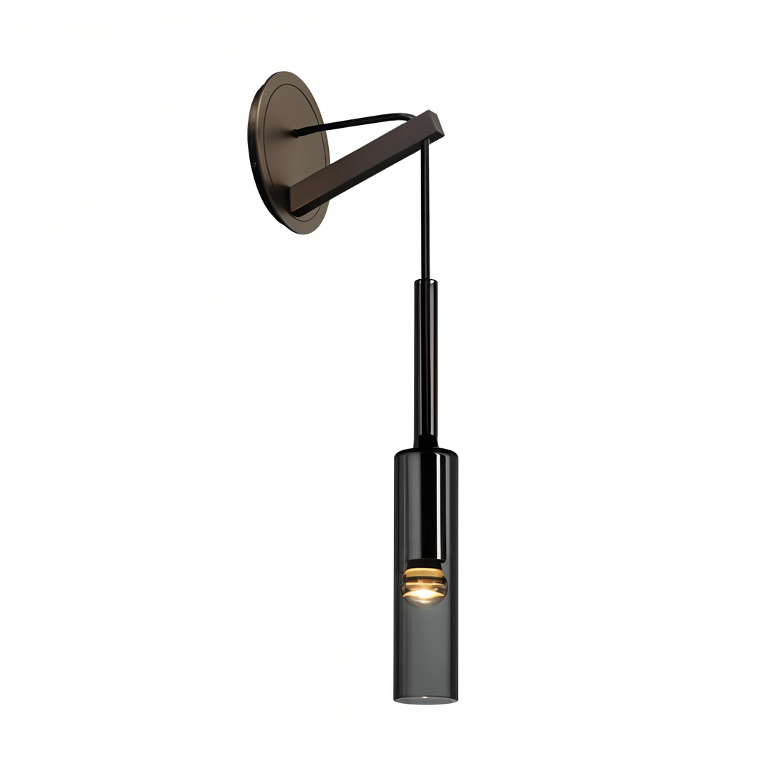 Interior design lighting: minimalist wall lamp with unique smoked glass, an elegant modern choice.