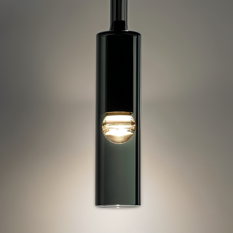 Minimalist wall lamp, Orvane model, with a distinctive smoked glass shade, perfect for ambient light.