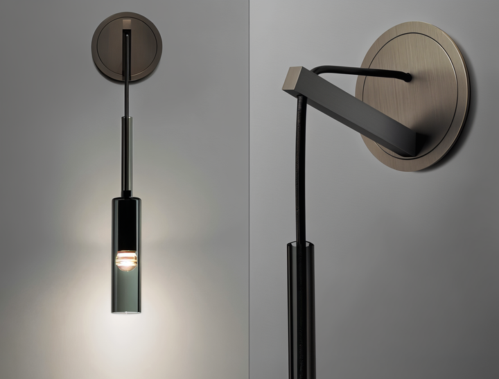 Stylish Orvane minimalist wall lamp with smoked glass, providing soft ambient light for modern homes.