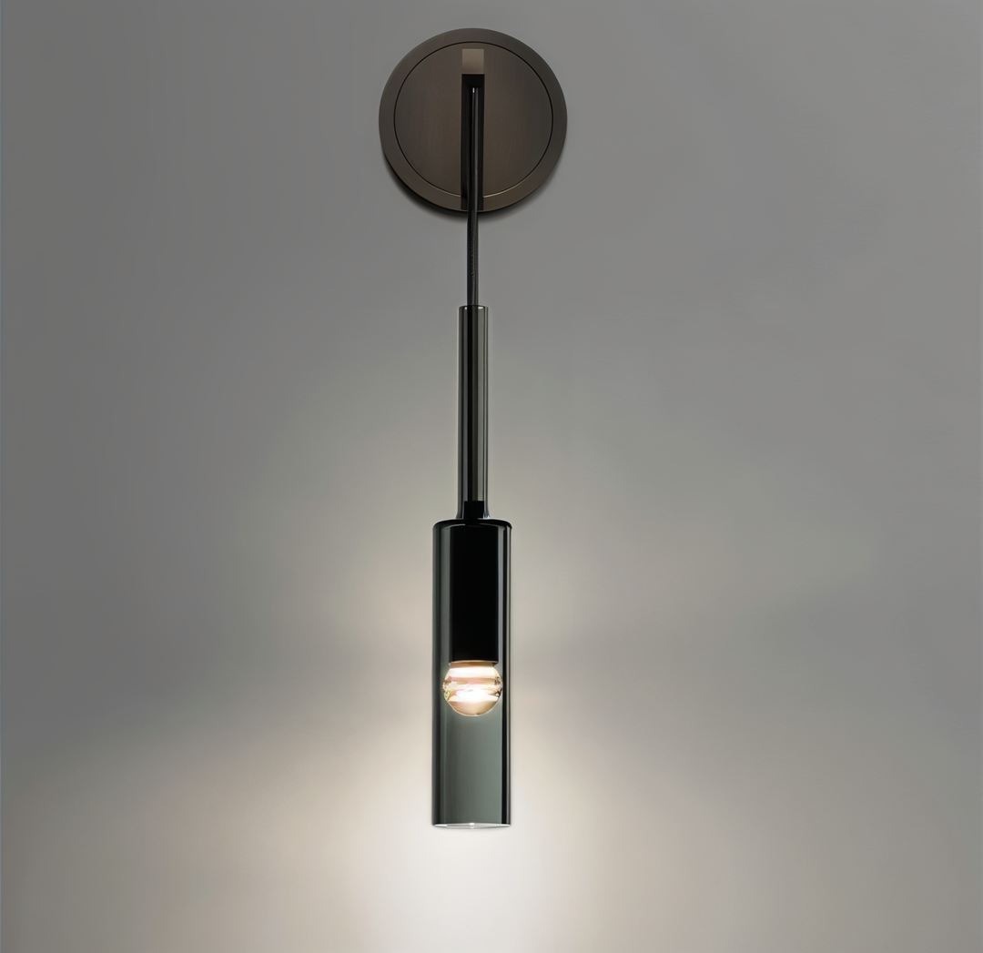 Elegant smoked glass wall lamp, minimalist style, a perfect modern lighting fixture for sophisticated spaces.