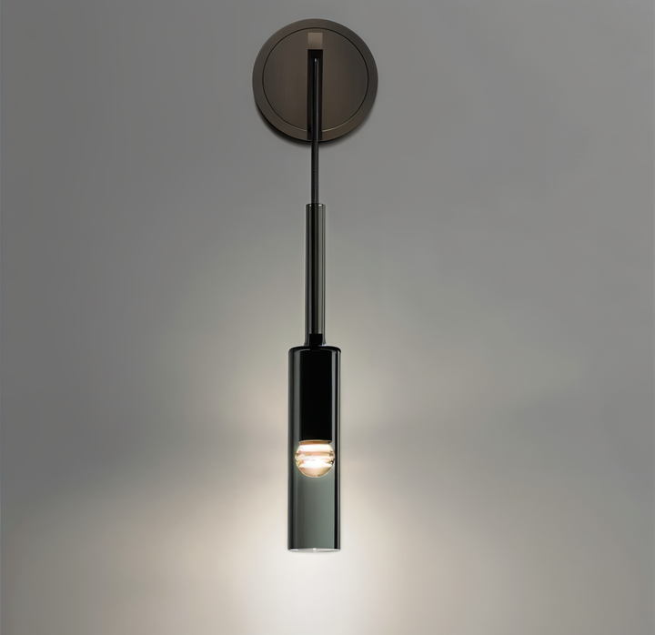 Elegant smoked glass wall lamp, minimalist style, a perfect modern lighting fixture for sophisticated spaces.