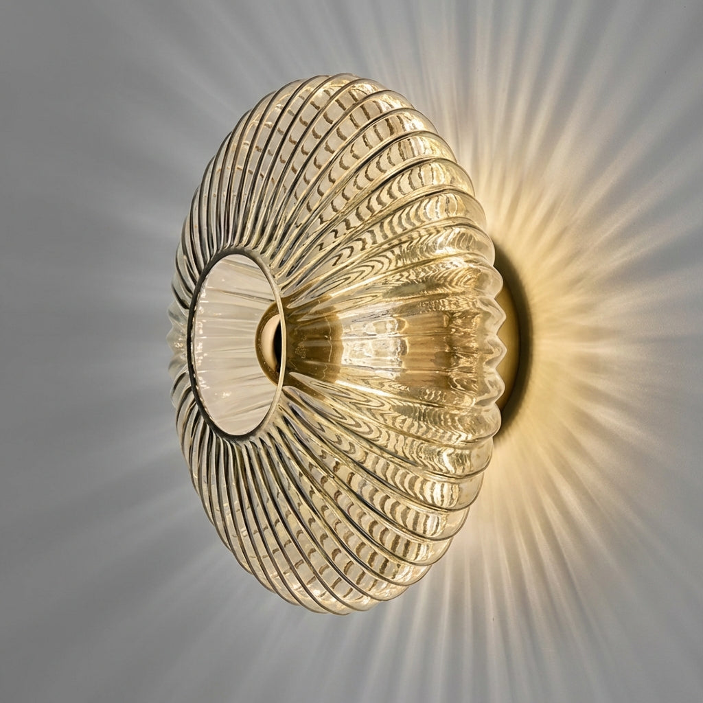 Minimalist wall sconce, a stylish glass light fixture for modern interior decor.