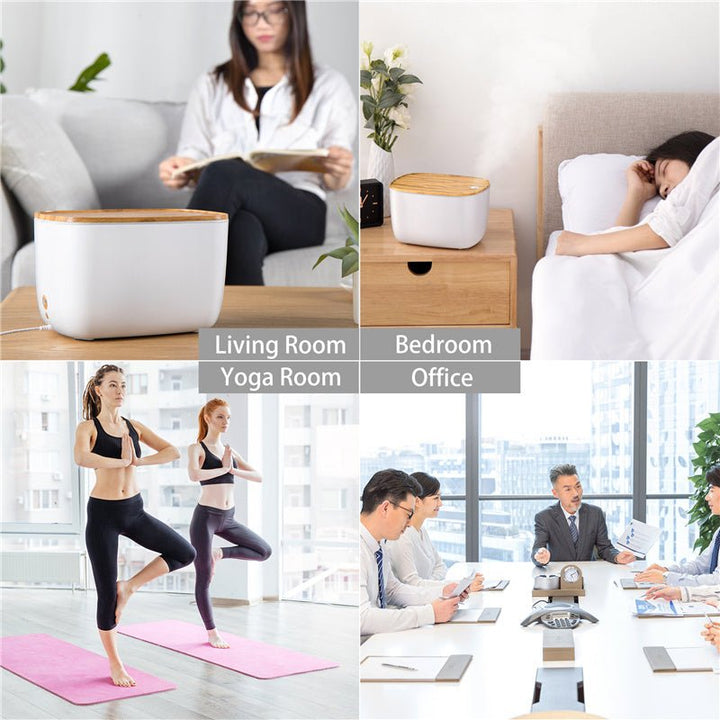 Multifunctional MistFlow humidifier & aroma diffuser for improved air quality, relaxation & essential oil therapy.