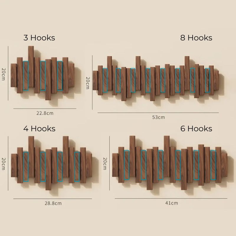 Versatile natural wood wall hanger featuring foldable hooks. Great for coats, keys & bags, enhancing modern entryway decor.