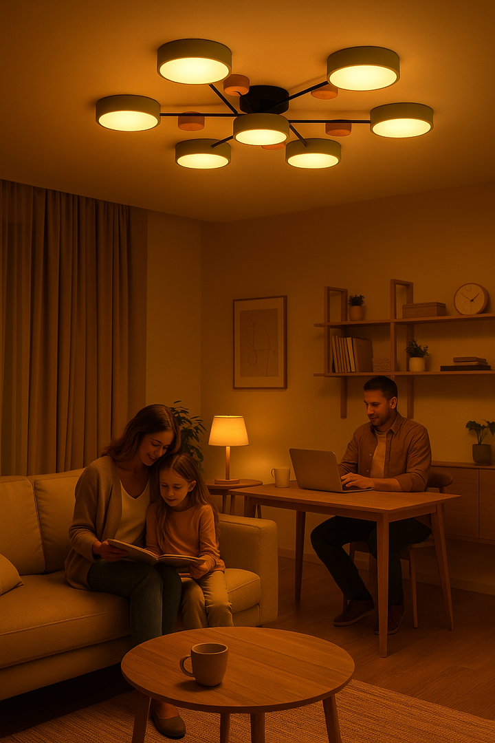 Sleek modern branching LED ceiling lamp, providing efficient and stylish home illumination.