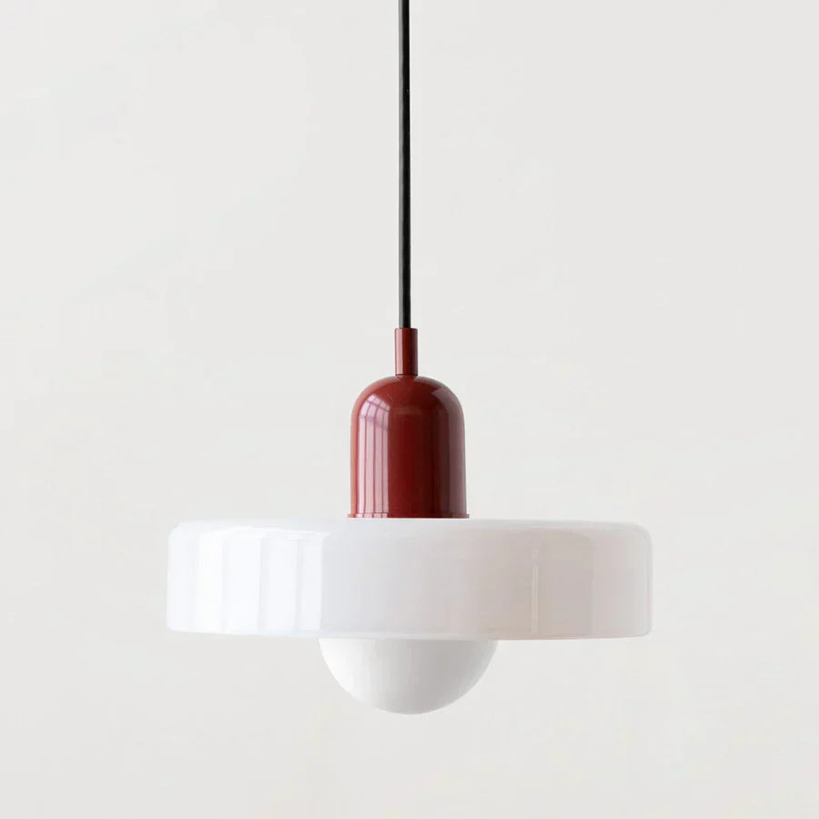 Scandinavian pendant light, clear glass globe, perfect for dining room decor.