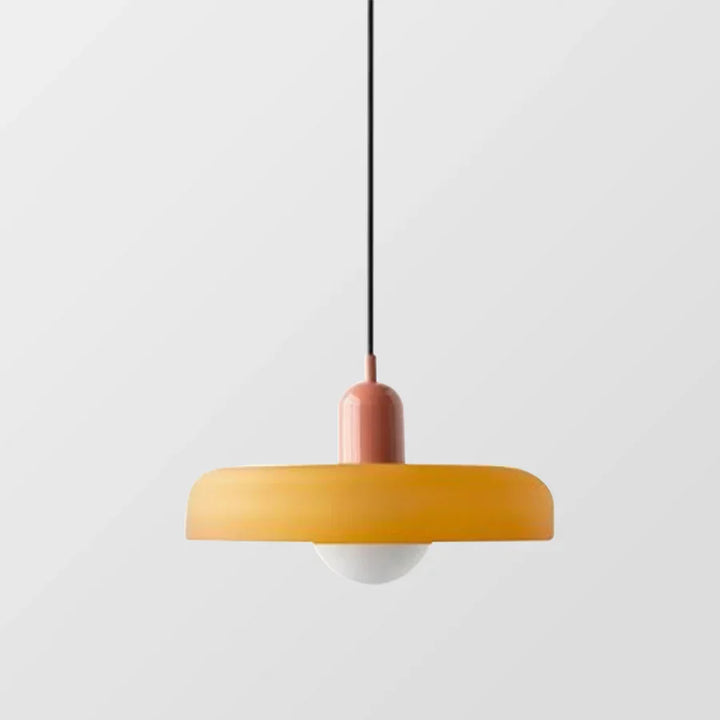 Minimalist hanging lamp, black metal, suitable for modern industrial design.