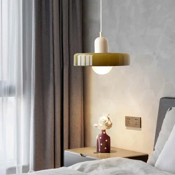 Stylish Scandinavian ceiling fixture, clear glass, enhances home lighting.