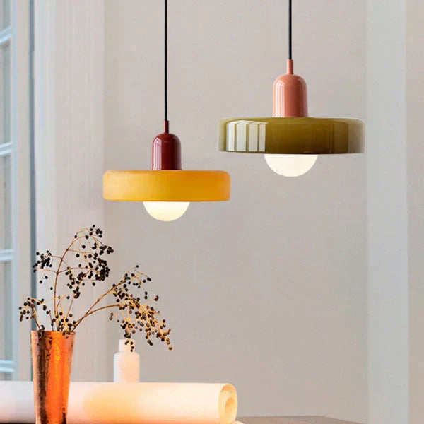 NordicLuxe glass hanging lamp, sleek design, perfect for kitchen or dining.