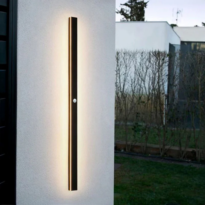 Modern outdoor LED wall lamp with LineaGlow design, ideal for energy-efficient home & garden illumination.