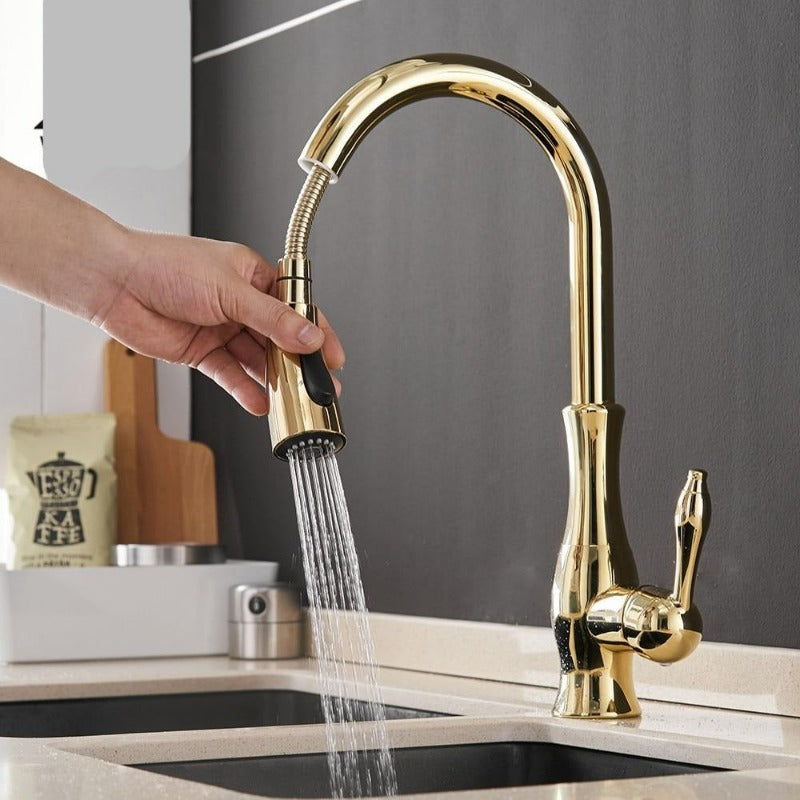 Effortless cleaning with this modern pull-out kitchen faucet, a sleek stainless steel kitchen upgrade.
