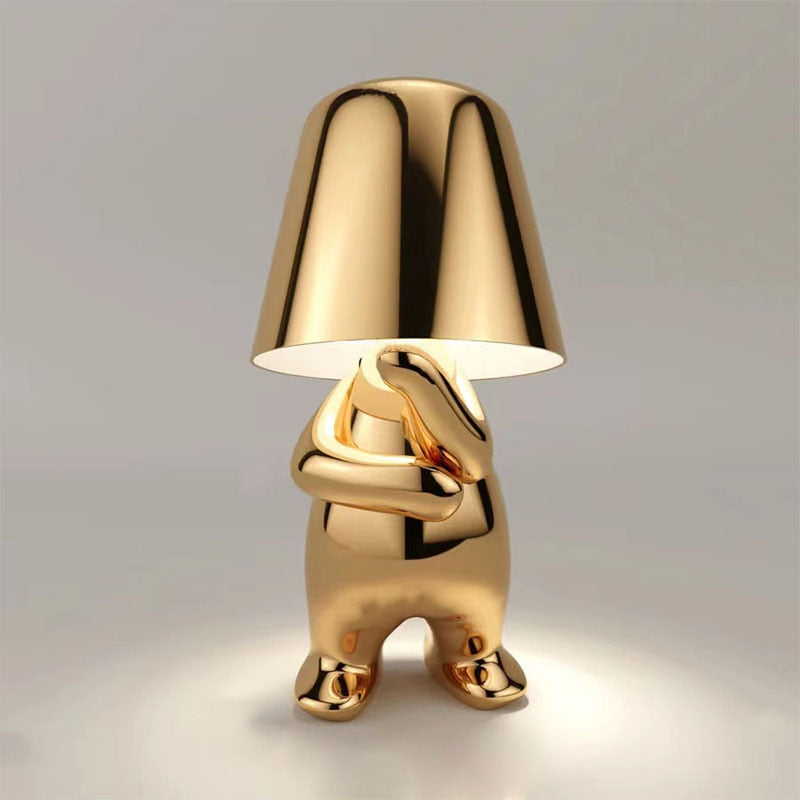 Portable rechargeable LED desk lamp. Modern metal finish, touch control for versatile interior ambiance.