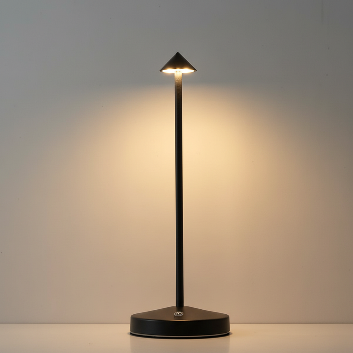 Portable LED desk lamp, GlowArrow. Rechargeable for modern mood lighting anywhere.